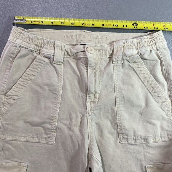 AMERICAN EAGLE Cargo Pants Stretch Straight Leg Twill Y2K 90s Womens 10 Beige - Picture 6 of 13